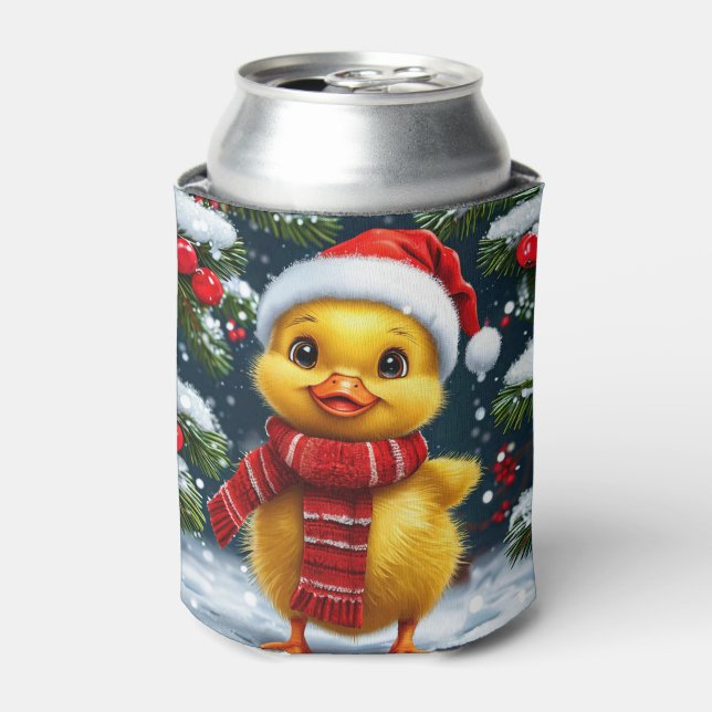 Rafraîchisseur Pour Canette Festif canard jaune à Santa Hat (Can devant)