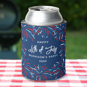 Rafraîchisseur Pour Canette Festive Moderne Fireworks, 4 juillet texte personn