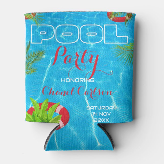 Rafraîchisseur Pour Canette Fête de la piscine tropicale | Anniversaire d'été (Devant)