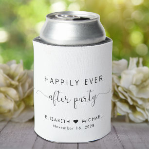 Rafraîchisseur Pour Canette Fête de mariage blanc «Happily Ever After Party»