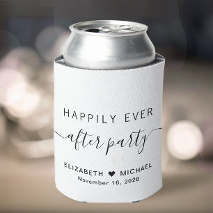 Rafraîchisseur Pour Canette Fête de réception de mariage blanc Happily Ever Af