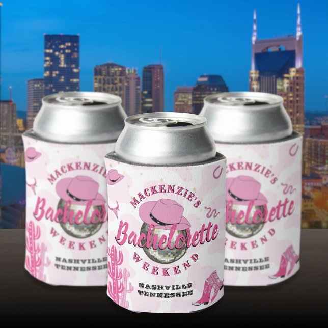 Rafraîchisseur Pour Canette Fête de week-end de jeune fille Disco Cowgirl (Disco Cowgirl Bachelorette Weekend Party Can Cooler)