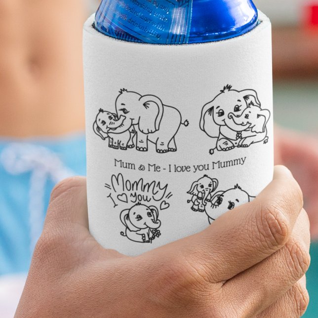 Rafraîchisseur Pour Canette Fête des mères Elephant Mum & Me personnalisée (Elephant Mum & Me Mother's Day personalized Can Cooler)