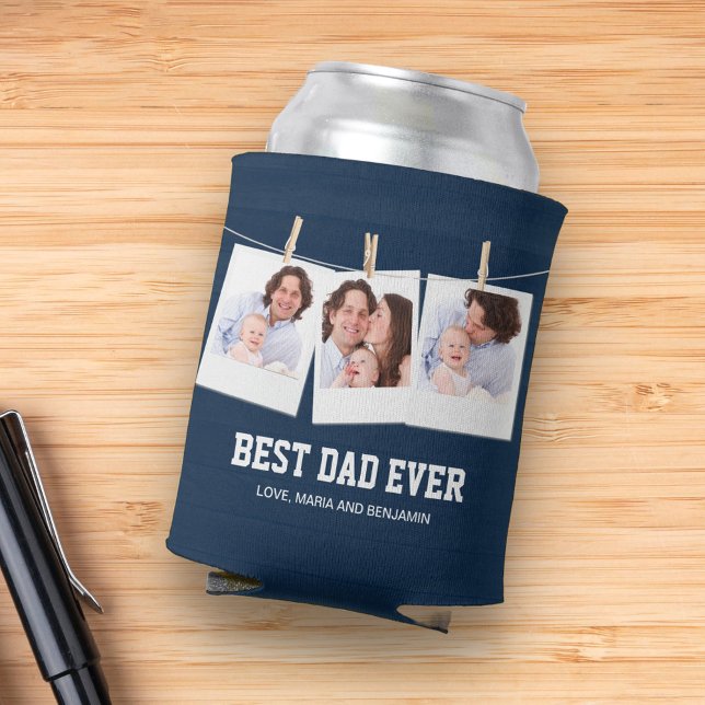 Rafraîchisseur Pour Canette Fête des pères | Collage photo Best Dad Ever 3 (Créateur téléchargé)
