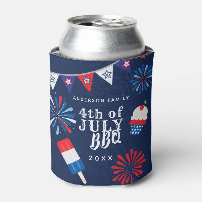 Rafraîchisseur Pour Canette Feu d'artifice 4 juillet BBQ (Can devant)