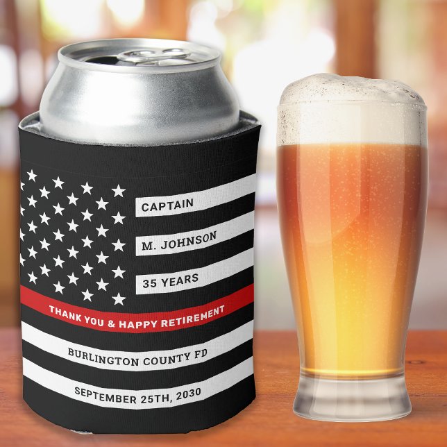 Rafraîchisseur Pour Canette Feu de retraite de pompier Mince ligne rouge (Créateur téléchargé)