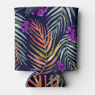 Rafraîchisseur Pour Canette Feuilles d'aquarelle tropicale, éclaboussure abstr