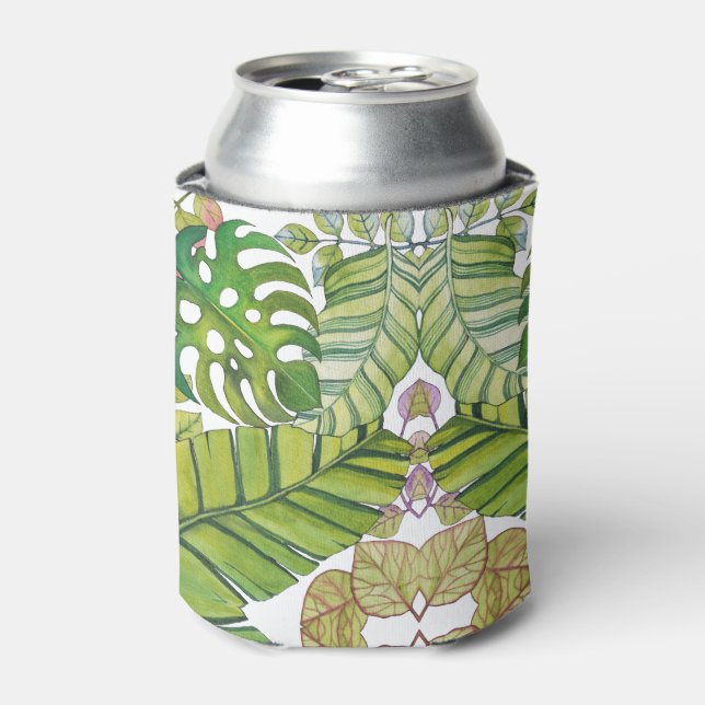 Rafraîchisseur Pour Canette Feuilles Tropicaux En Aquarelle (Can devant)