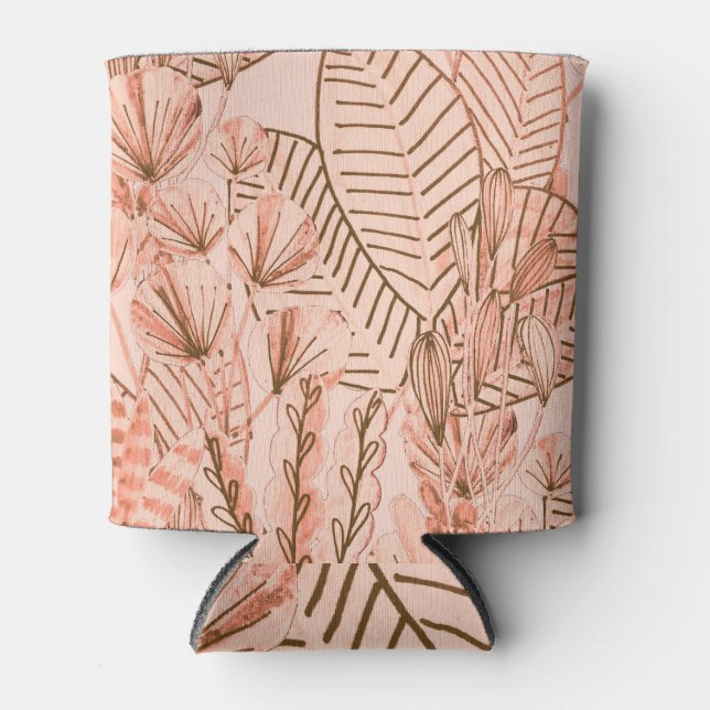 Rafraîchisseur Pour Canette Feuilles tropicaux : Motif créatif à main. (Devant)