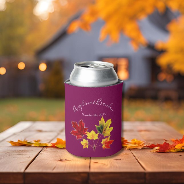 Rafraîchisseur Pour Canette feuilles vintages d'érable en rouge profond -maria (Créateur téléchargé)