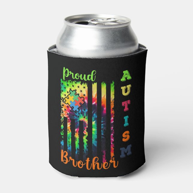 Rafraîchisseur Pour Canette " Fière Autisme Frère Cravate-Dye Drapeau Autisme (Can devant)
