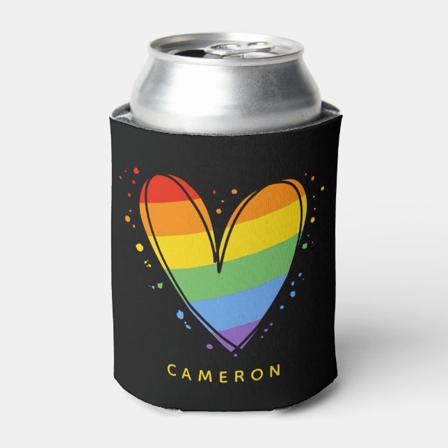 Rafraîchisseur Pour Canette Fierté Amour Coeur Gay Arc-en-ciel LGBTQ peut refr (Can devant)
