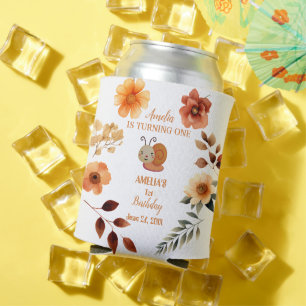 Rafraîchisseur Pour Canette Fille fleur sauvage personnalisée 1er anniversaire