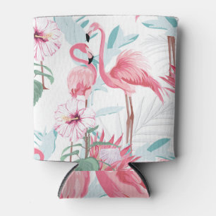 Rafraîchisseur Pour Canette Flamant rose Rose : Fleurs Exotiques Sans Couleur.