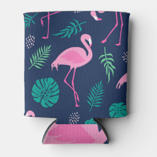 Rafraîchisseur Pour Canette flamants roses, palmiers tropicaux, couteaux dessi