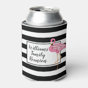 Rafraîchisseur Pour Canette Flamingo rose célébration réunion noire et blanche