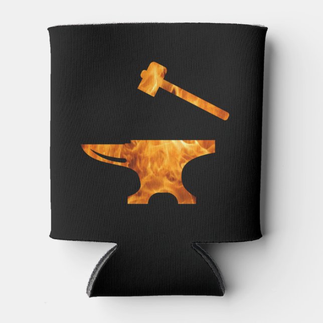 Rafraîchisseur Pour Canette Flamme Anvil et marteau forgeron Métalworking (Devant)