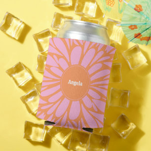 Rafraîchisseur Pour Canette Fleur Abstraite éclatante personnalisée orange et
