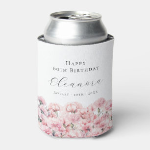 Rafraîchisseur Pour Canette Fleur d'anniversaire de janvier Carnation rose 60e
