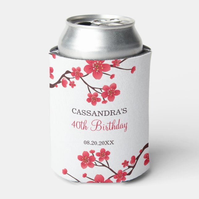 Rafraîchisseur Pour Canette Fleur de cerisier rouge floral Sakura Anniversaire (Can devant)