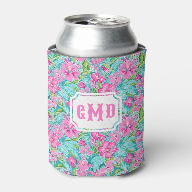 Rafraîchisseur Pour Canette Fleur d'Hibiscus tropicaux de Preppy | Monogramme (Can devant)