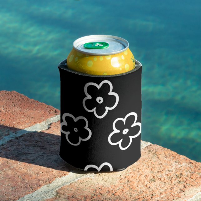 Rafraîchisseur Pour Canette Fleur noire et blanche Moderne Printemps & Été (Piscine in situ)