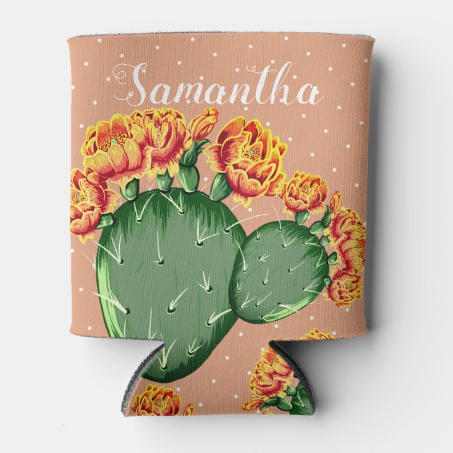 Rafraîchisseur Pour Canette Fleur Orange tendance Prickly Pear Cactus Can Cool (Devant)