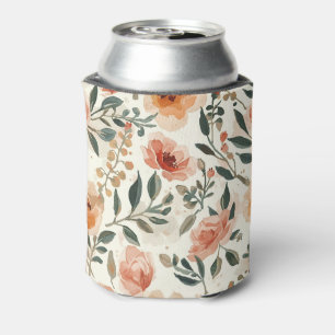 Rafraîchisseur Pour Canette Fleurs aquarelles orange peinture botanique