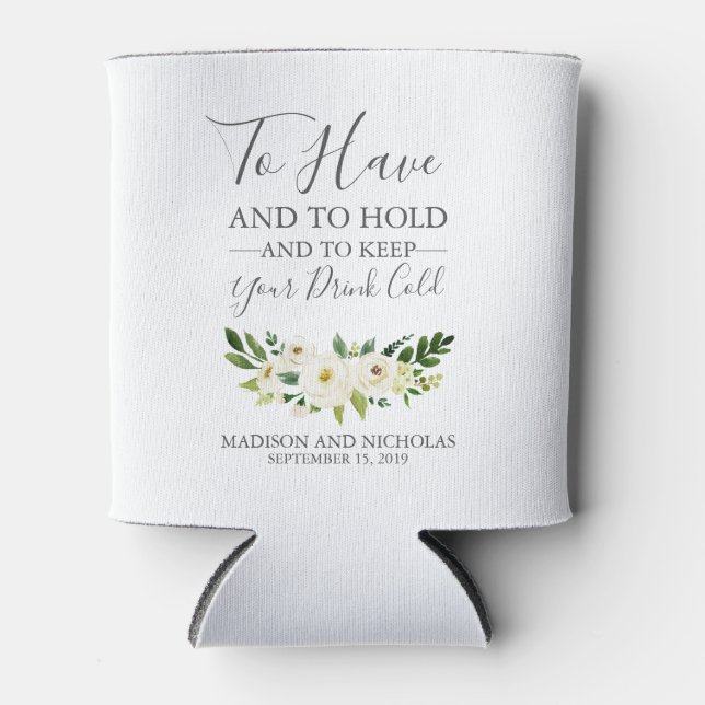 Rafraîchisseur Pour Canette Fleurs blanches et Mariage verdoyants (Devant)