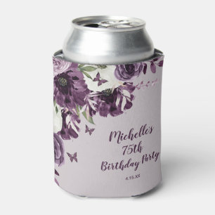 Rafraîchisseur Pour Canette Fleurs blanches violettes Papillons 75e anniversai