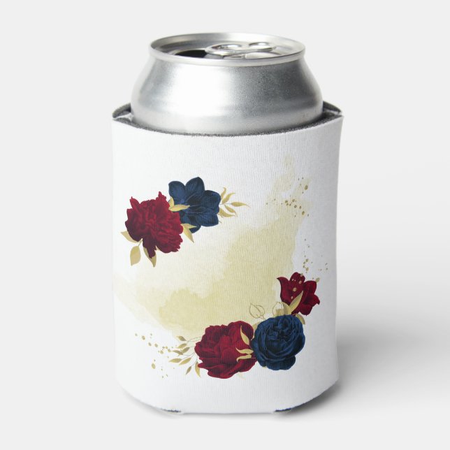 Rafraîchisseur Pour Canette fleurs bleu marine et rouge verdure (Can devant)