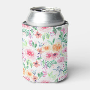 Rafraîchisseur Pour Canette Fleurs d'aquarelle et feuilles