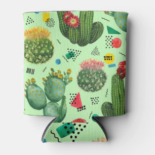 Rafraîchisseur Pour Canette Fleurs de cactus : Aquarelle Arrière - plan géomét