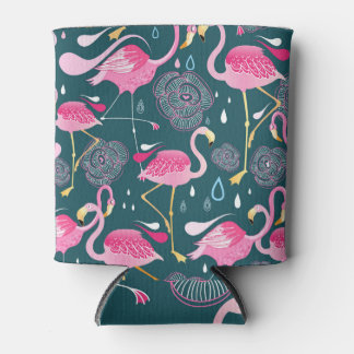 Rafraîchisseur Pour Canette Fleurs de Flamants roses : Graphisme foncé sans co
