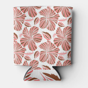 Rafraîchisseur Pour Canette Fleurs d'hibiscus hawaïens : style tropical brun.