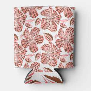Rafraîchisseur Pour Canette Fleurs d'hibiscus hawaïens : style tropical brun.