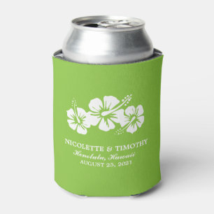 Rafraîchisseur Pour Canette Fleurs d'Hibiscus tropicaux Mariage vert citron