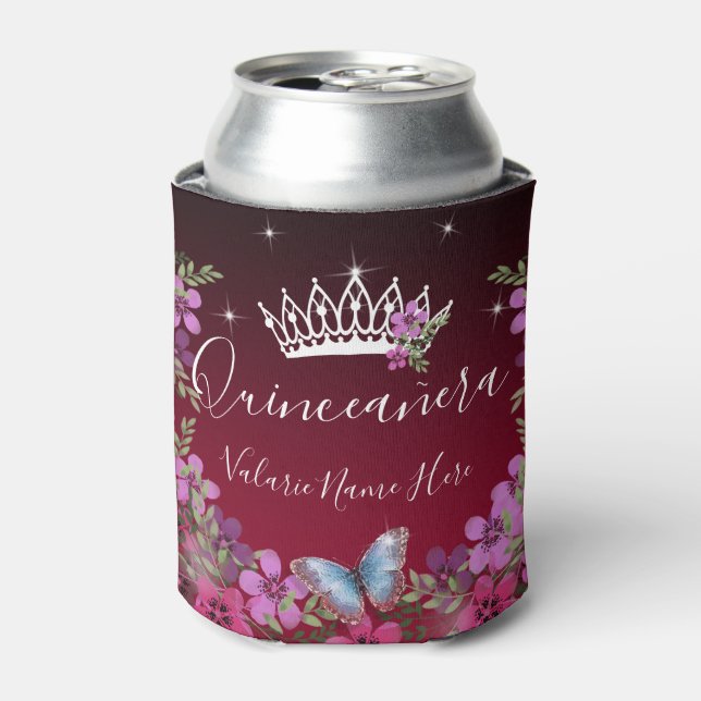 Rafraîchisseur Pour Canette Fleurs et papillon princesse Quinceanera (Can devant)