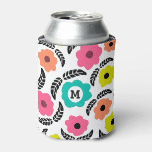 Rafraîchisseur Pour Canette Fleurs lumineuses modernes et monogramme à feuille