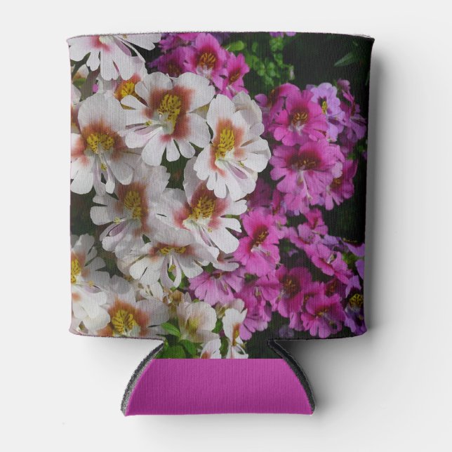 Rafraîchisseur Pour Canette Fleurs papillon rose blanc et violet (Devant)