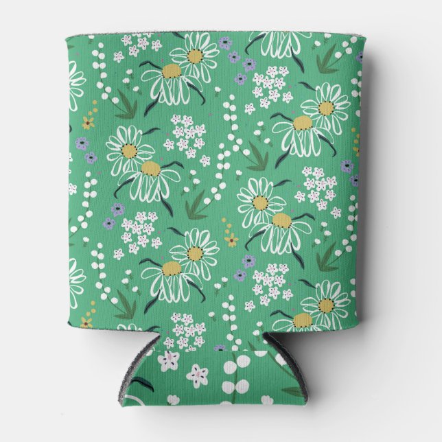 Rafraîchisseur Pour Canette Fleurs Rétro, Motif Botanique Sans Seamless. (Devant)