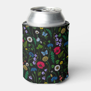 Rafraîchisseur Pour Canette Fleurs sauvages en noir