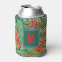 Fleurs tropicales monogrammes sur impression en os