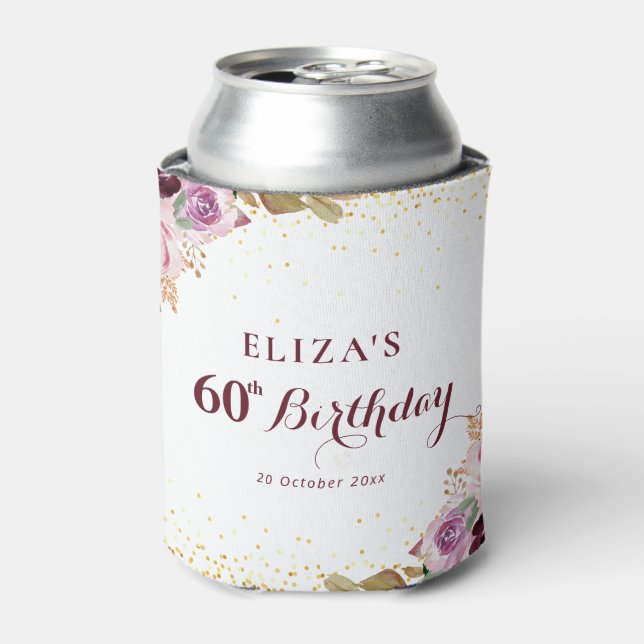 Rafraîchisseur Pour Canette Fleurs violettes 60e anniversaire (Can devant)