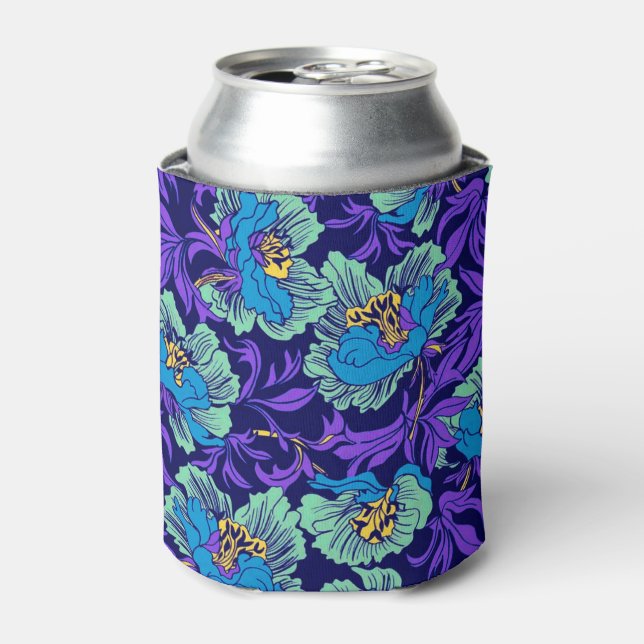 Rafraîchisseur Pour Canette Fleurs violettes et bleues William Morris (Can devant)