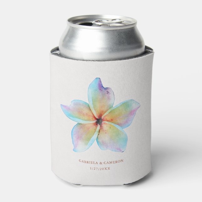 Rafraîchisseur Pour Canette Floral Aquarelle Plumeria Terracotta Mariage (Can devant)