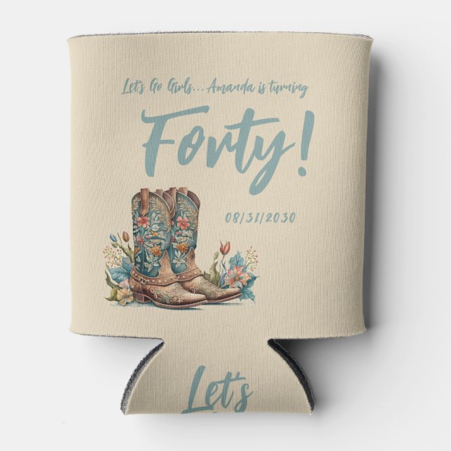 Rafraîchisseur Pour Canette Floral Boots Ouest Quarantième anniversaire (Devant)