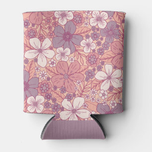 Rafraîchisseur Pour Canette Floral rose et violet pastel
