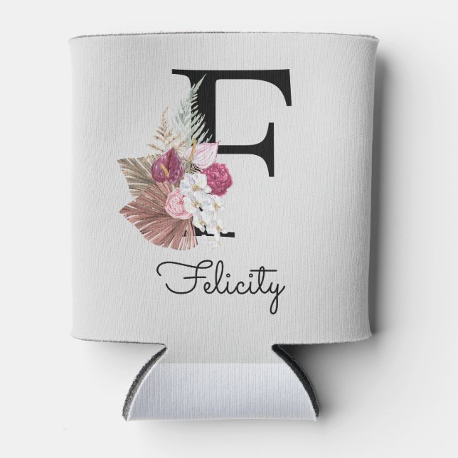 Rafraîchisseur Pour Canette Floral rose F initial (Devant)