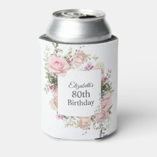 Rafraîchisseur Pour Canette Floral rose féminin 80e anniversaire